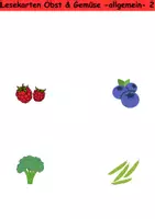Vorschau - Arbeitsblätter - Lesekarten einfach Thema Obst & Gemüse 1. bis 2. Klasse Deutsch, DaZ/DaF, Fremdwörter Spiel - Seite 2