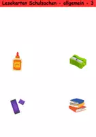Vorschau - Arbeitsblätter - Lesekarten einfach Thema Schulsachen 1. bis 2. Klasse Deutsch, DaZ/DaF, Fremdwörter Spiel - Seite 3
