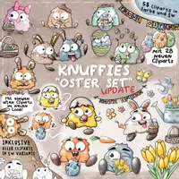 Vorschau - Mal- und Bastelvorlagen - Knuffies „Oster Set“ Cliparts Set - Seite 2
