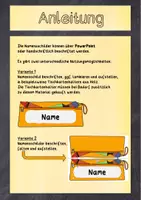 Vorschau - Anderer Materialtyp - Bunte Namensschilder in Federtaschen-Form (PDF/PPT) - Seite 1