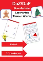 Vorschau - Arbeitsblätter - Lesekarten einfach Thema Winter 1. bis 2. Klasse Deutsch, DaZ/DaF, Fremdwörter Spiel - Deckblatt