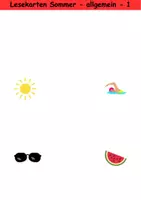 Vorschau - Arbeitsblätter - Lesekarten mittelschwer Thema Sommer 1. bis 2. Klasse Deutsch, DaZ/DaF, Fremdwörter Spiel - Seite 1