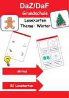 Vorschau - Arbeitsblätter - Lesekarten mittelschwer Thema Winter 1. bis 2. Klasse Deutsch, DaZ/DaF, Fremdwörter Spiel - Deckblatt