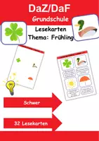 Vorschau - Arbeitsblätter - Lesekarten schwer Thema Frühling 1. bis 2. Klasse Deutsch, DaZ/DaF, Fremdwörter Spiel - Deckblatt