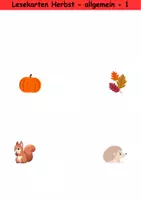 Vorschau - Arbeitsblätter - Lesekarten schwer Thema Herbst 1. bis 2. Klasse Deutsch, DaZ/DaF, Fremdwörter Spiel - Seite 1