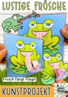 Vorschau - Mal- und Bastelvorlagen - Basteln Frühling/Sommer: Lustige Frösche Kunstprojekt #edukiaustria - Deckblatt