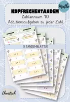 Vorschau - Aufgabenkarten - Kopfrechentandem im ZR 10 - Addition (je Zahl ein Tandemblatt) - Deckblatt