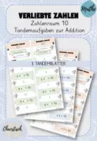 Vorschau - Aufgabenkarten - Tandemaufgaben - Verliebte Zahlen / Addition im ZR 10 - Deckblatt