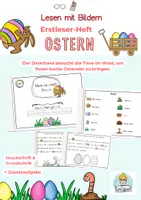 Vorschau - Arbeitsblätter - Leseheft Erstleser zum Lesenlernen mit Bildern zu Ostern Klasse 1, DaZ, DaF - Deckblatt