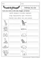 Aperçu - Feuilles d'exercices - Vocabulaire: Animaux Zoo - Page 3