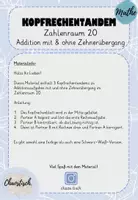 Vorschau - Aufgabenkarten - Kopfrechentandem im ZR 20 - Addition mit & ohne Zehnerübergang - Seite 1