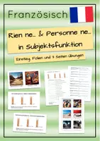 Vorschau - Arbeitsblätter - Die Verneinungen Rien ne... und Personne ne... in Subjektsfunktion - Deckblatt