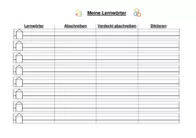 Vorschau - Arbeitsblätter - Lernwörtertabelle zum Üben - Seite 1