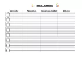 Vorschau - Arbeitsblätter - Lernwörtertabelle zum Üben - Deckblatt