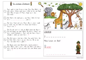 Vorschau - Arbeitsblätter - Zoo Lesespurgeschichte - Seite 1