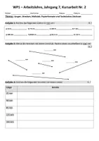 Vorschau - Klassenarbeiten - Kursarbeit WP1-Technik Klasse 7 - Technisches Zeichnen - Deckblatt