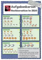 Vorschau - Stundenentwürfe - Aufgabenkarten Nachbarzahlen im ZR 20 (Übungskartei mit Selbstkontrolle, Klasse 1, Vorgänger und Nachfolger) - Deckblatt