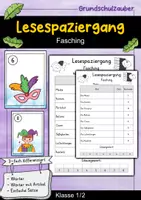 Vorschau - Spiele - Lesespaziergang Fasching / Karneval - Lesen lernen - Deckblatt