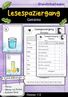 Vorschau - Spiele - Lesespaziergang Getränke - Lesen lernen - Deckblatt