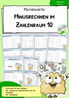 Vorschau - Stationenlernen - Kartei – Subtraktion im Zahlenraum 10 mit Selbstkontrolle - Deckblatt
