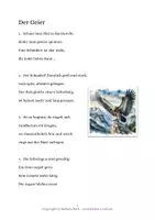 Vorschau - Arbeitsblätter - Der Geier: Tiergedicht+Labyrinth+Unterschiede+Ausmalbild - Seite 1
