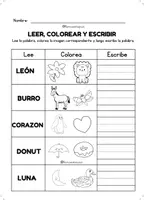 Vista previa - Hojas de trabajo - Leo, coloreo y escribo - Hojas de trabajo - página 3