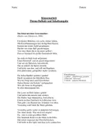 Vorschau - Arbeitsblätter - Klassenarbeit zum Thema „Ballade und Inhaltsangabe“ - Deckblatt