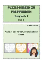 Vorschau - Stationenlernen - Puzzle-Herzen zu past (Young World 4) - Deckblatt