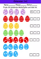 Vorschau - Arbeitsblätter - GRATIS Osterrechnen 1x1 Ostereier - Multiplikation Grundschule Ostern ein mal eins Klasse 3 & 4 - Seite 1