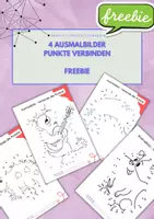 Vorschau - Arbeitsblätter - FREEBIE: 4 Ausmalbilder Punkte-Verbinden ZR100 - Deckblatt