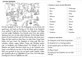 Vorschau - Stationenlernen - Leseverständnis zum Wimmelbild "Auf dem Spielplatz" - Seite 1