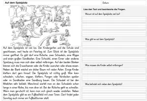 Vorschau - Stationenlernen - Leseverständnis zum Wimmelbild "Auf dem Spielplatz" - Seite 2