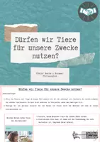 Vorschau - Arbeitsblätter - Dürfen wir Tiere für unsere Zwecke nutzen? - mit Lösungsvorschlag - Deckblatt