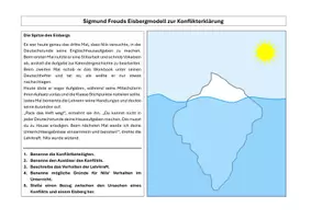 Vorschau - Arbeitsblätter - Freud: Eisbergmodell zur Konflikterklärung - Deckblatt