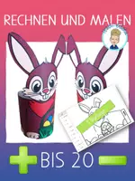 Vorschau - Mal- und Bastelvorlagen - Osterhase | Rechnen und Malen bis 20 (plus und minus) | 1 Vorlage - Deckblatt