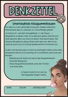 Vorschau - Arbeitsblätter - Denkzettel unerlaubtes Kaugummikauen - Kaugummitext - Seite 1