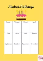 Vista previa - Decoración del aula - Tableros en inglés anual de cumpleaños - página 1