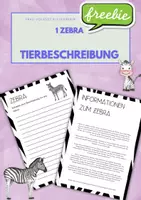 Vorschau - Arbeitsblätter - FREEBIE: Zebra Tierbeschreibung mit Information (4.Kl) - Deckblatt