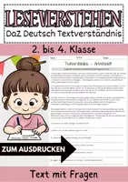 Vorschau - Arbeitsblätter - Deutsch Leseverstehen Klasse 3 DaZ Europa Grundschule Deutsch Arbeitsblatt - Deckblatt