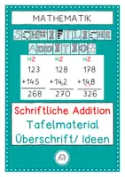 Vorschau - Poster - Schriftliche Addition. Tafelmaterial - Deckblatt