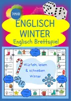 Vorschau - Spiele - Englisch Brettspiel - Englisch Winter/Weihnachten | Englisch Anfangsunterricht | warm up Englisch | Vokabelspiele - Deckblatt