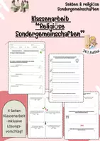 Vorschau - Klassenarbeiten - Religiöse Sondergemeinschaften: Klassenarbeit - Deckblatt
