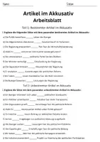 Vorschau - Arbeitsblätter - Bestimmter Unbestimmter Artikel Klasse 1 Klasse 2 Politik Deutsch Arbeitsblatt - Seite 1