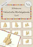 Vorschau - Fördermaterial/Inklusion - Würfelgebäude (Fehlerhaft, Bauregeln missachtet) Kartei: 20 Bildkarten, 3x4 - Deckblatt