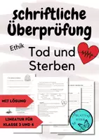 Vorschau - Arbeitsblätter - Tod und Sterben im Ethikunterricht: schriftliche Überprüfung - Deckblatt