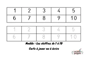 Aperçu - Apprentissages en autonomie - Les chiffres de 1 à 10 (Frise numérique et cartes à plastifier) en Maternelle - Page 2