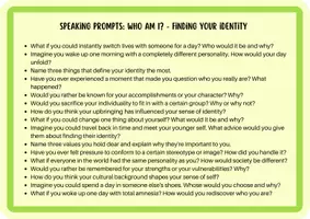 Vorschau - Aufgabenkarten - Who am I? - Finding Your Identity (Speaking Prompts) - Seite 2