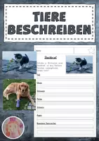 Vorschau - Arbeitsblätter - Tiersteckbrief Tierbeschreibung - Deckblatt