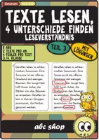Vorschau - Arbeitsblätter - Texte lesen - 4 Unterschiede finden Teil 3 (2.-4. Klasse, Leseverständnis) - Deckblatt