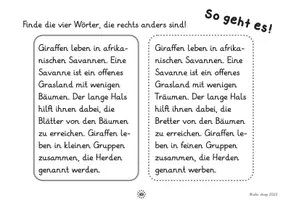 Vorschau - Arbeitsblätter - Texte lesen - 4 Unterschiede finden Teil 3 (2.-4. Klasse, Leseverständnis) - Seite 1